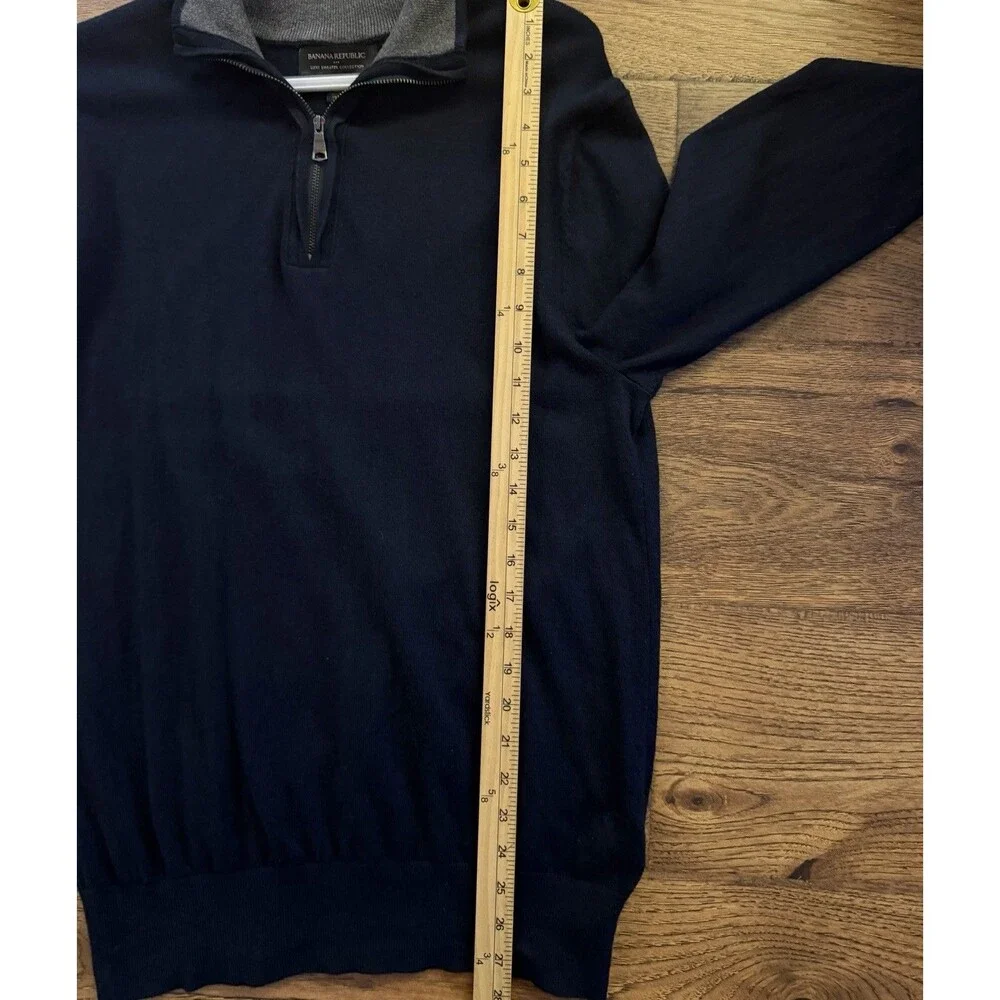 Banana Republic Luxe Sweater Collection Men’s M Navy 1/4 Zip Pullover Cotton